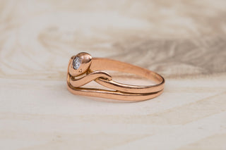 Antique German Serpent Ring in Rosy 8K Gold; c.1900