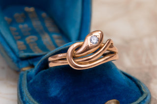 Antique German Serpent Ring in Rosy 8K Gold; c.1900