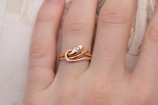 Antique German Serpent Ring in Rosy 8K Gold; c.1900