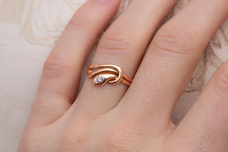 Antique German Serpent Ring in Rosy 8K Gold; c.1900