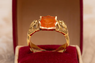 Victorian Scottish Gold Intaglio Ring with Thistle and Lions; c.1870