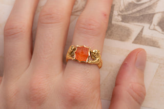 Victorian Scottish Gold Intaglio Ring with Thistle and Lions; c.1870