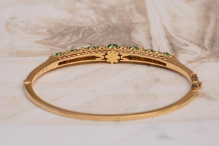 Victorian Emerald and Diamond Bangle in 14K Gold, Vienna, c.1880
