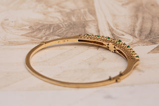 Victorian Emerald and Diamond Bangle in 14K Gold, Vienna, c.1880