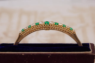 Victorian Emerald and Diamond Bangle in 14K Gold, Vienna, c.1880
