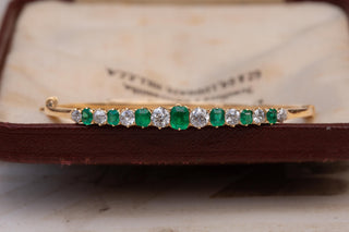 Victorian Emerald and Diamond Bangle in 14K Gold, Vienna, c.1880