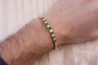 Victorian Emerald and Diamond Bangle in 14K Gold, Vienna, c.1880