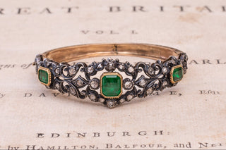 Antique Italian Emerald & Diamond Bangle