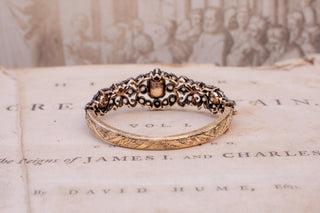 Antique Italian 18K Gold, Emerald and Diamond Bangle Bracelet, c.1890–1900