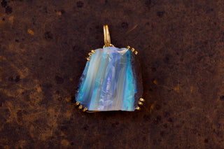 Modernist 30ct Boulder Opal Pendant in 14K Gold circa 1970