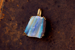 Modernist 30ct Boulder Opal Pendant in 14K Gold circa 1970