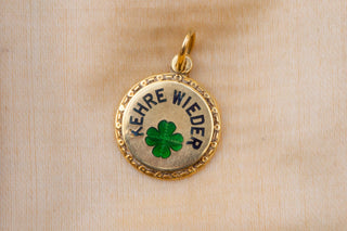 Antique German Enamel Lucky-Charm Pendant with “Kehre Wieder”, c.1910