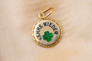 Antique German Enamel Lucky-Charm Pendant with “Kehre Wieder”, c.1910