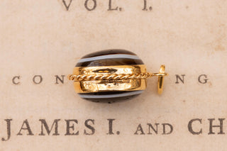 Antique French Victorian 18K Gold Bull’s-Eye Agate Locket Pendant, c.1880