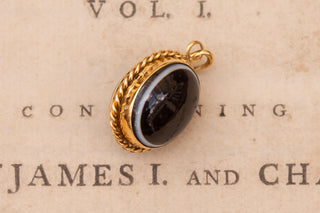 Antique French Victorian 18K Gold Bull’s-Eye Agate Locket Pendant, c.1880