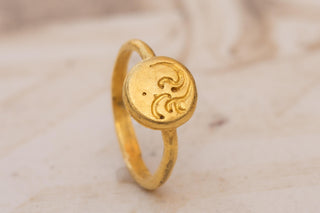 Early Javanese Gold Ring with Possible Sri Motif or Nagari Script; Java, 8th–10t