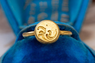 Early Javanese Gold Ring with Possible Sri Motif or Nagari Script; Java, 8th–10t