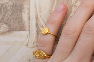 Early Javanese Gold Ring with Possible Sri Motif or Nagari Script; Java, 8th–10t