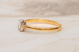 Antique Edwardian 18K Gold and Platinum Emerald-Cut Diamond Ring