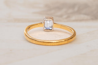 Antique Edwardian 18K Gold and Platinum Emerald-Cut Diamond Ring