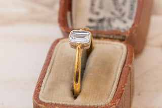 Antique Edwardian 18K Gold and Platinum Emerald-Cut Diamond Ring