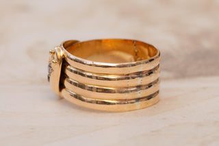 Edwardian 18K Gold Diamond Snake Ring; Chester 1913