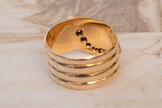 Edwardian 18K Gold Diamond Snake Ring; Chester 1913