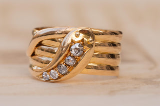 Edwardian 18K Gold Diamond Snake Ring; Chester 1913