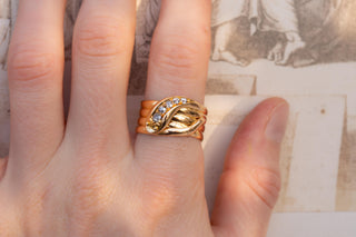 Edwardian 18K Gold Diamond Snake Ring; Chester 1913
