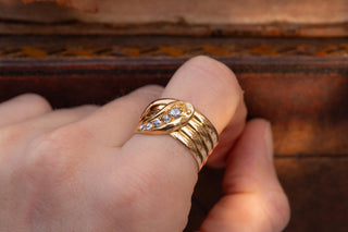 Edwardian 18K Gold Diamond Snake Ring; Chester 1913