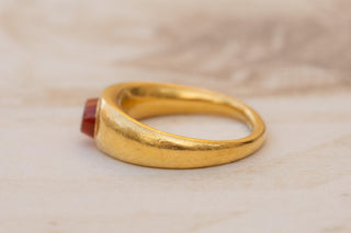 Ancient Roman Gold Carnelian Intaglio Ring; 2nd–3rd Century AD