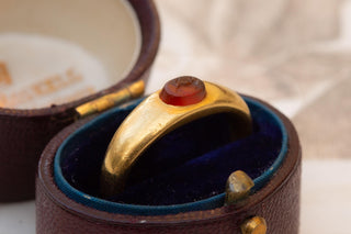 Ancient Roman Gold Carnelian Intaglio Ring; 2nd–3rd Century AD