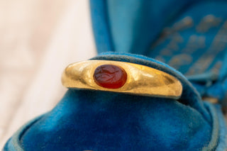 Ancient Roman Gold Carnelian Intaglio Ring; 2nd–3rd Century AD