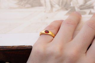 Ancient Roman Gold Carnelian Intaglio Ring; 2nd–3rd Century AD