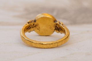 Ancient Byzantine Gold Ring with Niello Virgin Mary Christ Child; Signet Ring