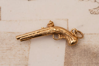 Vintage 1960s Solid Gold Pistol Charm Pendant