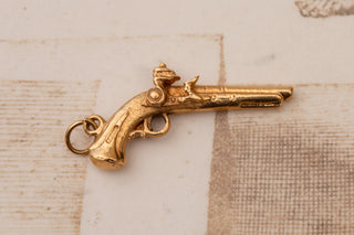 Vintage 1960s Solid Gold Pistol Charm Pendant