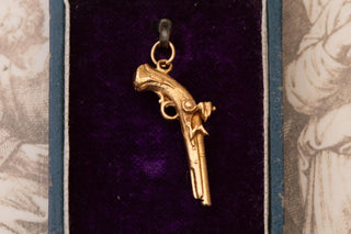 Vintage 1960s Solid Gold Pistol Charm Pendant