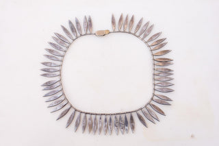 Vintage Mexican Silver Collar Necklace with Turquoise and Lapis Inlay