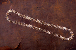 Antique 19th-Century French 18K Gold Book Chain Necklace; Flat Link Collar Chain