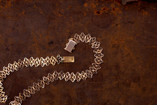 Antique 19th-Century French 18K Gold Book Chain Necklace; Flat Link Collar Chain