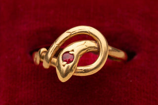 Antique Garnet Snake Ring