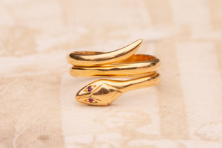 Vintage French 18K Gold Snake Ring; Paris, c.1960s