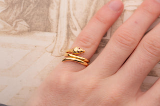 Vintage French 18K Gold Snake Ring; Paris, c.1960s