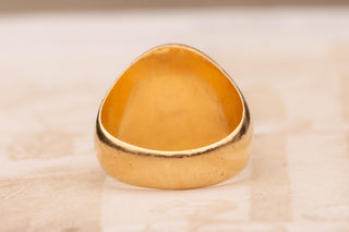 Antique French 18K Gold Chevalière Signet Ring with Heraldic Spade, c.1900