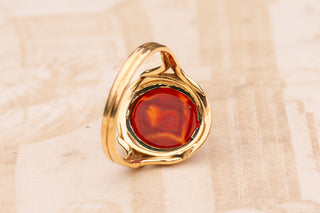 19th-Century French Gold Intaglio Ring Depicting Socrates, Banded Agate