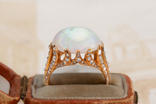 Antique French Opal and Rose-Cut Diamond Ring, c.1880