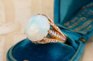 Antique French Opal and Rose-Cut Diamond Ring, c.1880