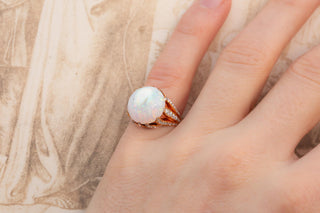 Antique French Opal and Rose-Cut Diamond Ring, c.1880