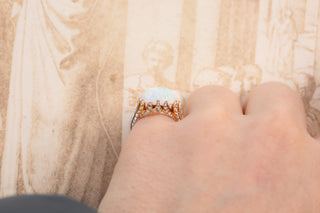 Antique French Opal and Rose-Cut Diamond Ring, c.1880